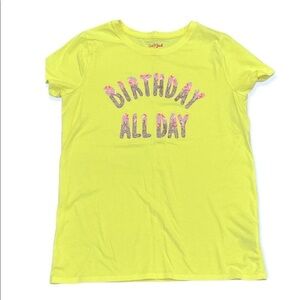 Cat & Jack Girl’s yellow Birthday Graphic T-Shirt Kid’s Size X-Large 14/16